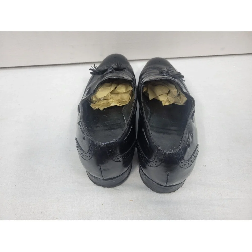 Bostonian Mens Black Leather Tassel Loafers Wingtip Dress Shoes 9 D 26911